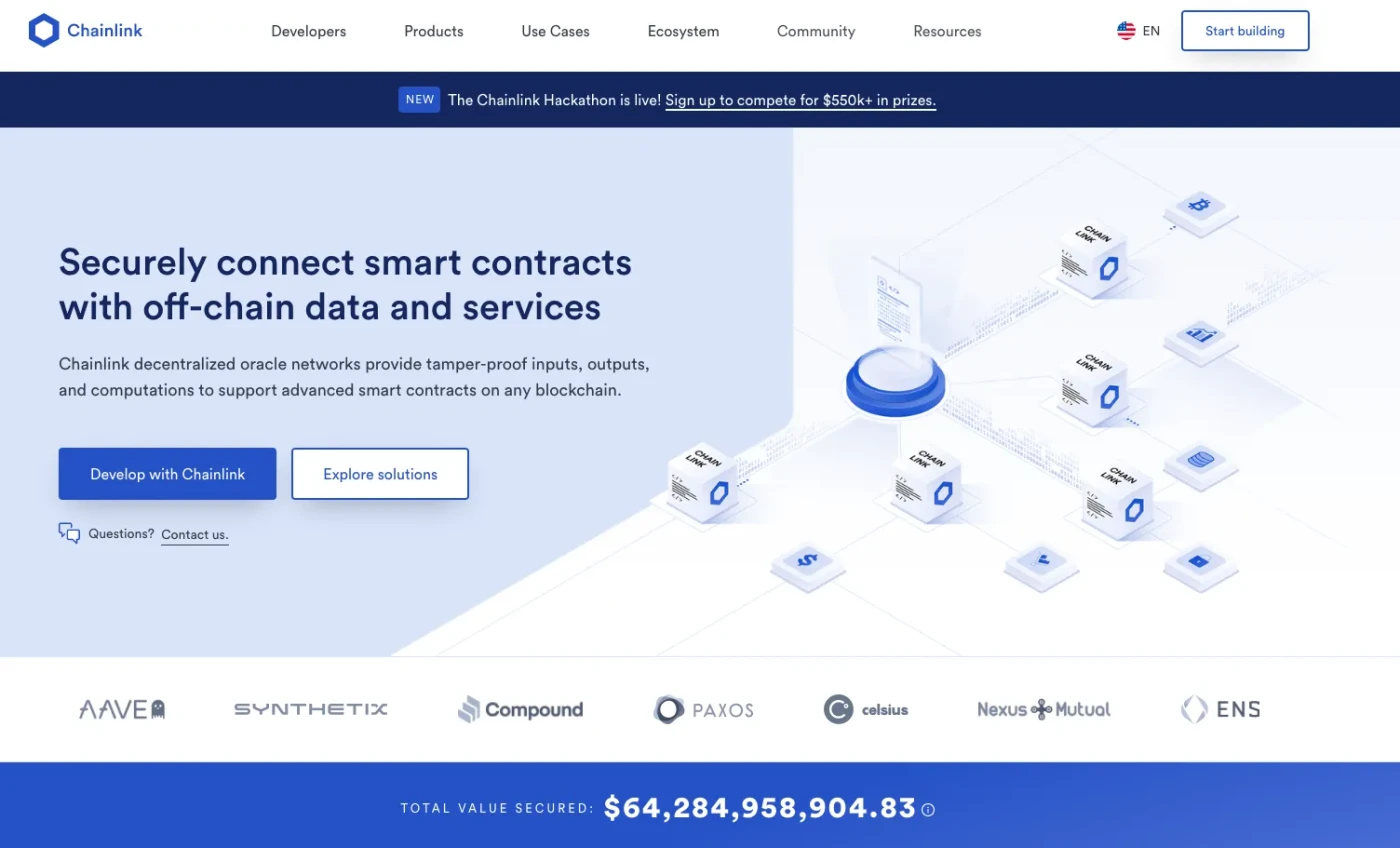 Chainlink's home page. 