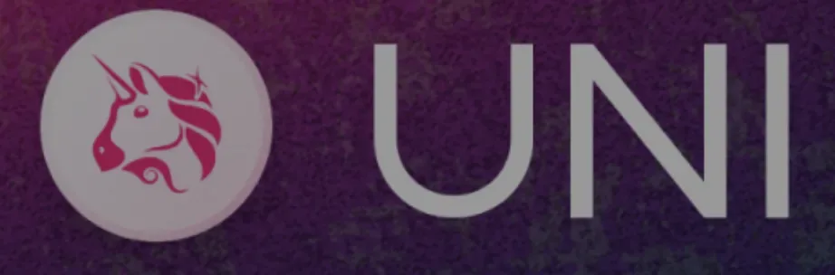 Uniswap logo features a pink unicorn inside of a white circle. 