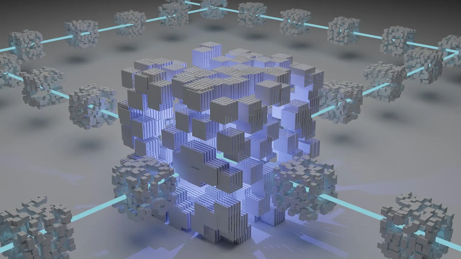 The image of a blockchain network that allows new use cases, can lessen risk, and is distrubuted and allows users to connect in a secure market.