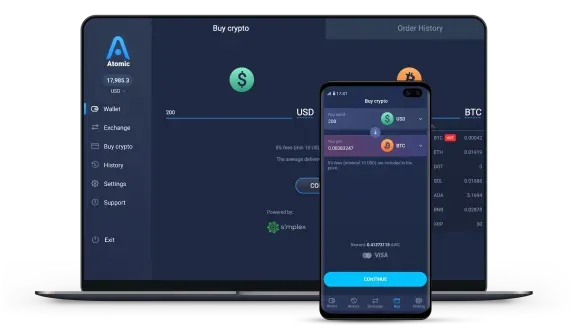 An image of the Atomic Wallet application.