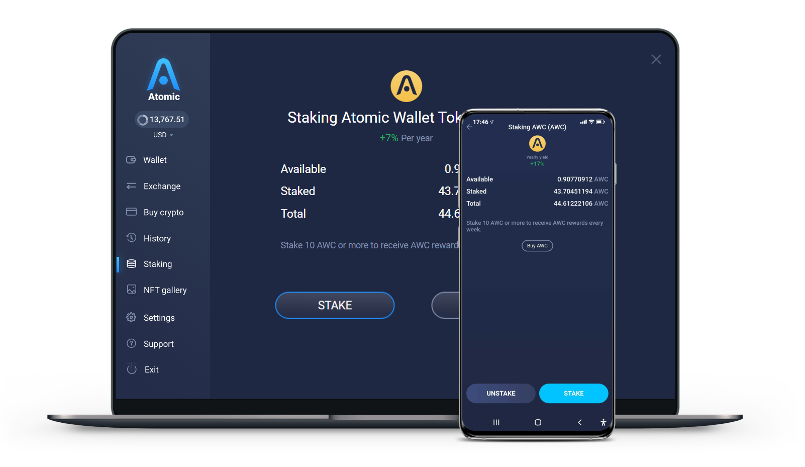 staking on atomic wallet