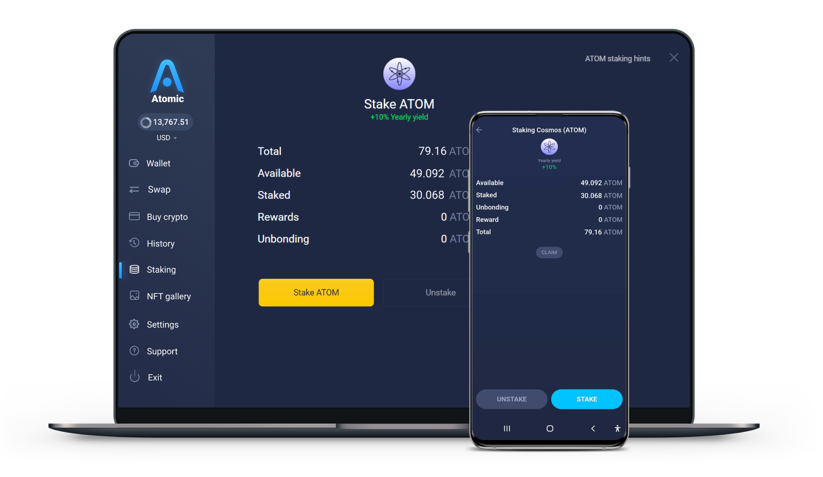 atomic wallet cosmos staking